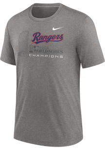 Nike Texas Rangers Grey 2023 WS Champs Triblend Short Sleeve Fashion T Shirt