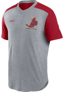 Nike St Louis Cardinals Grey Coop Henley Short Sleeve Fashion T Shirt