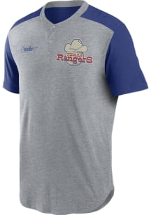 Nike Texas Rangers Grey Coop Henley Short Sleeve Fashion T Shirt