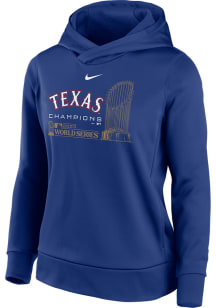Nike Texas Rangers Womens Blue 2023 WS Champions Hooded Sweatshirt