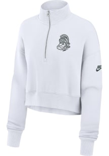 Womens Michigan State Spartans White Nike Legacy Qtr Zip