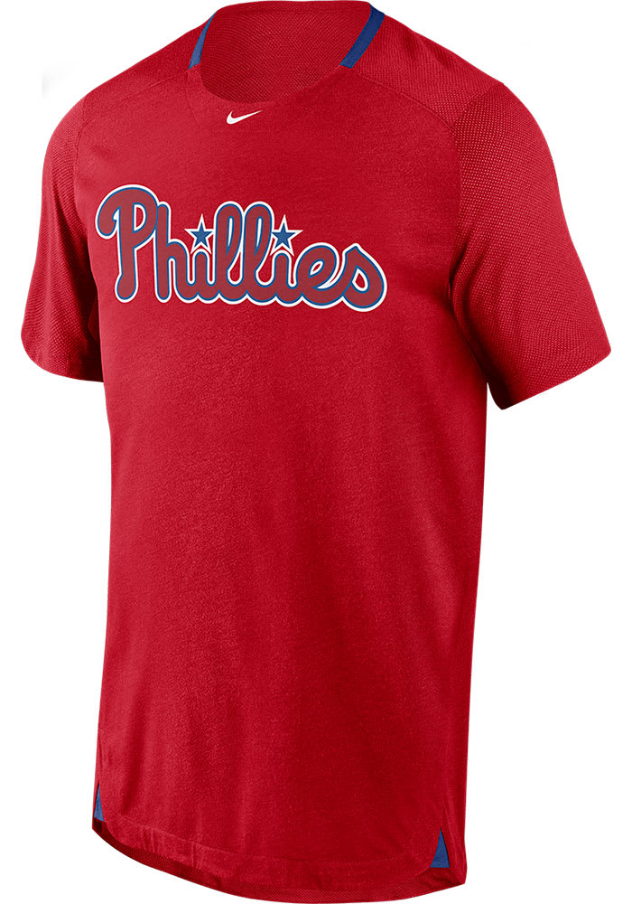 Nike Philadelphia Phillies Red Breathe Short Sleeve T Shirt