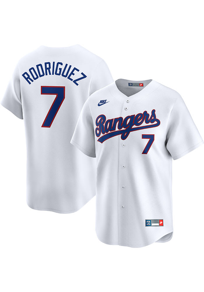Texas Rangers Ivan Rodriguez Nike WHITE Throwback Cooperstown