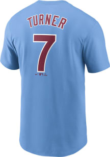Trea Turner Philadelphia Phillies Light Blue Alt Short Sleeve Player T Shirt