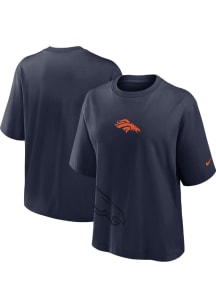 Nike Denver Broncos Womens Navy Blue Essential Boxy Short Sleeve T-Shirt