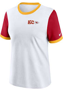 Nike Kansas City Chiefs Womens White Rewind Ringer Short Sleeve T-Shirt
