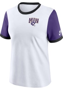 Nike Minnesota Vikings Womens White Rewind Ringer Short Sleeve T-Shirt