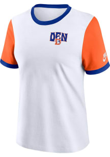 Nike Denver Broncos Womens White Rewind Ringer Short Sleeve T-Shirt