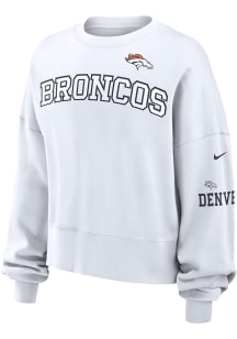 Nike Denver Broncos Womens White Oversized Primetime Crew Sweatshirt