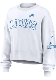 Nike Detroit Lions Womens White Oversized Primetime Crew Sweatshirt