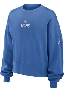 Nike Detroit Lions Womens Blue Rewind Oversized Crew Sweatshirt
