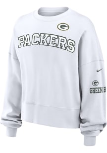 Nike Green Bay Packers Womens White Oversized Primetime Crew Sweatshirt