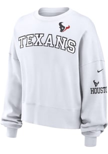 Nike Houston Texans Womens White Oversized Primetime Crew Sweatshirt