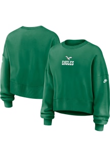 Nike Philadelphia Eagles Womens Kelly Green Rewind Oversized Crew Sweatshirt