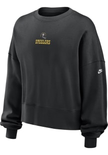 Nike Pittsburgh Steelers Womens Black Rewind Oversized Crew Sweatshirt