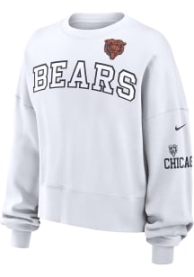 Nike Chicago Bears Womens White Oversized Primetime Crew Sweatshirt