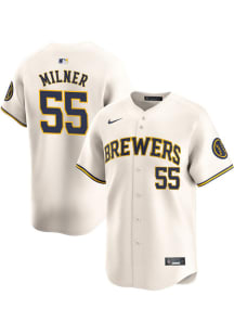 Hoby Milner Nike Milwaukee Brewers Mens White Home Limited Baseball Jersey