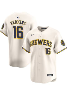 Blake Perkins Nike Milwaukee Brewers Mens White Home Limited Baseball Jersey