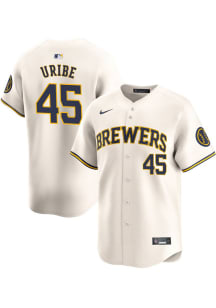 Abner Uribe Nike Milwaukee Brewers Mens White Home Limited Baseball Jersey