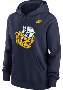 Womens Michigan Wolverines Navy Blue Nike Club Hooded Sweatshirt