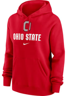 Womens Ohio State Buckeyes Red Nike Club Hooded Sweatshirt