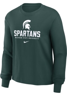 Womens Michigan State Spartans Green Nike Boxy LS Tee