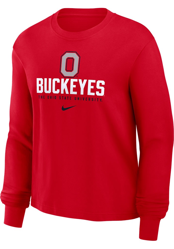 Nike Ohio State Buckeyes Womens Red Boxy LS Tee