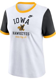 Nike Iowa Hawkeyes Womens White Ringer Short Sleeve T-Shirt