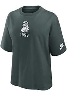 Nike Michigan State Spartans Womens Green Boxy Short Sleeve T-Shirt