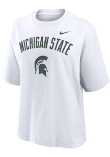 Nike Michigan State Spartans Womens White Boxy Short Sleeve T-Shirt