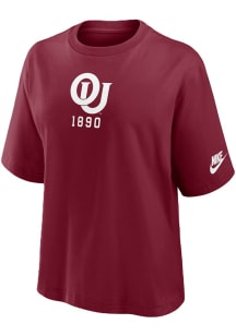 Nike Oklahoma Sooners Womens Crimson Boxy Short Sleeve T-Shirt