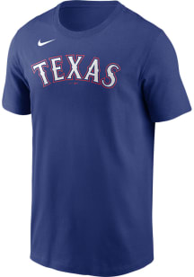 Nike Texas Rangers Blue Wordmark Short Sleeve T Shirt