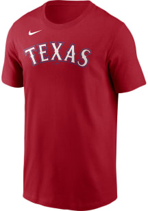 Nike Texas Rangers Red Wordmark Short Sleeve T Shirt