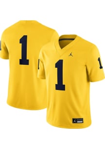 Mens Michigan Wolverines Yellow Nike Jordan Game Football Jersey