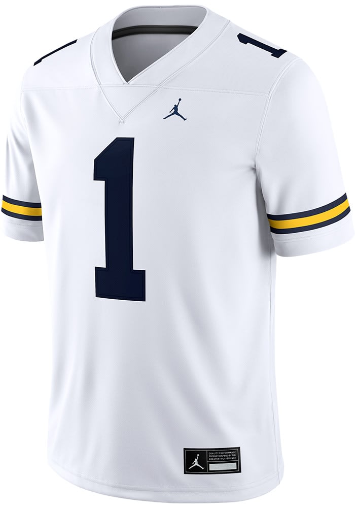 Nike Michigan Wolverines WHITE Jordan Road Game Jersey - 173207261