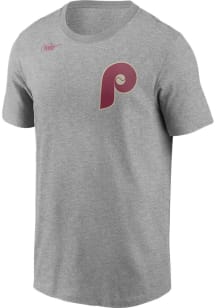 Nike Philadelphia Phillies Grey Coop Wordmark Short Sleeve T Shirt