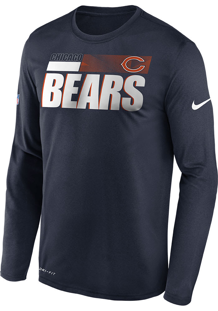 Nike Chicago Bears Navy Blue Playbook Long Sleeve T Shirt