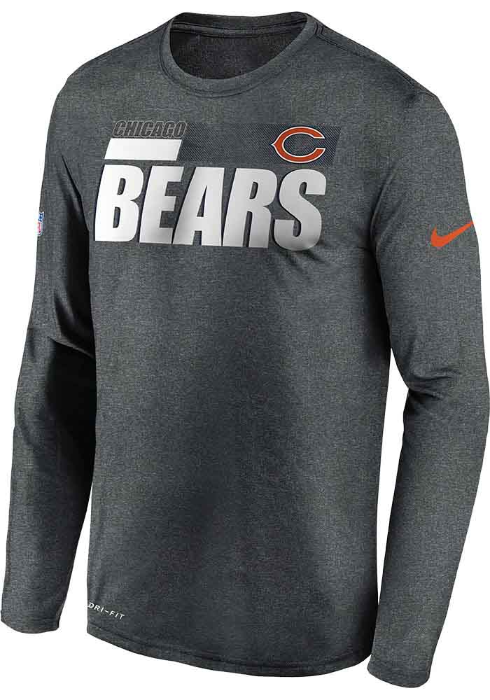 Nike Chicago Bears Grey Sideline Logo Legend Long Sleeve T-Shirt