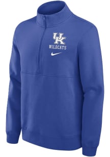 Nike Kentucky Wildcats Mens Blue Club Fleece Long Sleeve Qtr Zip Pullover