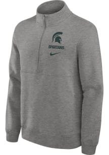 Nike Michigan State Spartans Mens Grey Club Fleece Long Sleeve Qtr Zip Pullover