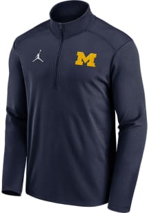 Nike Michigan Wolverines Mens Navy Blue Jordan Pacer Long Sleeve Qtr Zip Pullover