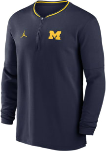 Mens Michigan Wolverines Navy Blue Nike Sideline Jordan Coach Qtr Zip Pullover