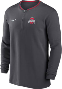 Nike Ohio State Buckeyes Mens Grey Sideline Coach Long Sleeve Qtr Zip Pullover