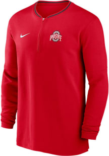 Mens Ohio State Buckeyes Red Nike Sideline Coach Qtr Zip Pullover