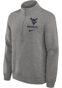 Nike West Virginia Mountaineers Mens Grey Club Fleece Long Sleeve Qtr Zip Pullover