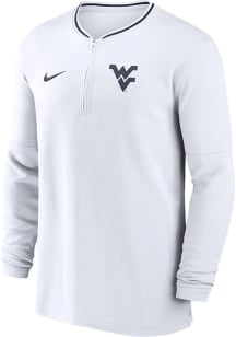 Nike West Virginia Mountaineers Mens White Sideline Coach Long Sleeve 1/4 Zip Pullover