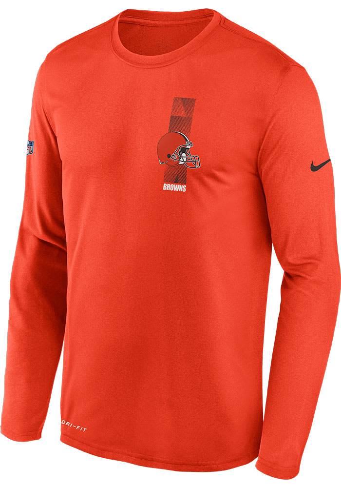 Nike Cleveland Browns Orange Sideline Playbook Travel Legend Performance Long Sleeve T-Shirt Size: Large