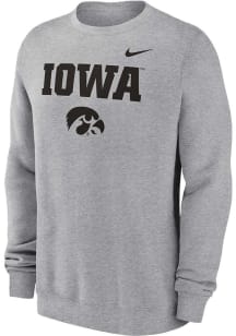 Mens Iowa Hawkeyes Grey Nike Primary Stack Crew Sweatshirt