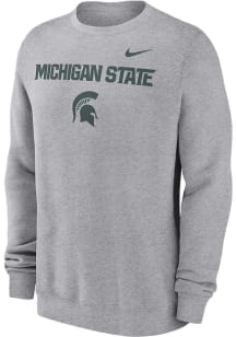 Nike Michigan State Spartans Mens Grey Primary Stack Long Sleeve Crew Sweatshirt