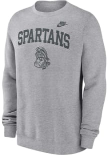 Mens Michigan State Spartans Grey Nike Legacy Arch Crew Sweatshirt